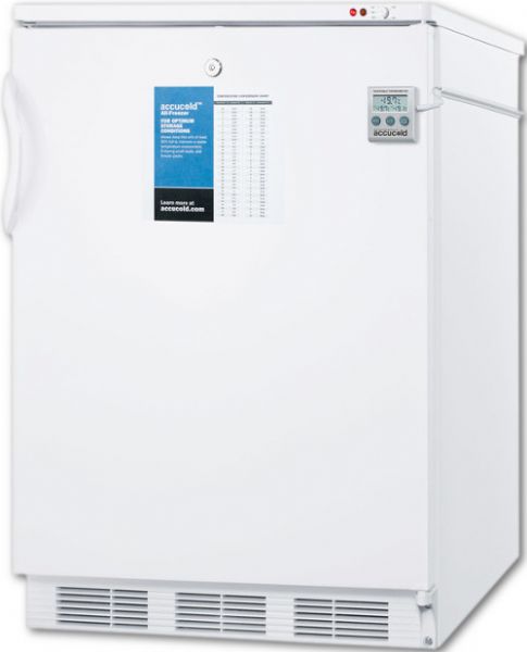 Summit VT65ML7PLUS2 All-Freezer For Freestanding Use, Manual Defrost With A NIST Calibrated Thermometer, Lock, And -25 Degrees Percent Capability; Factory installed lock, keyed lock for secure interior; Factory reversible door, standard unit ships with a right hand door swing; Pull-out drawers, clear baskets for convenient and separated storage; Commercially approved, ETL-S listed to NSF-7 commercial standards; (SUMMITVT65ML7PLUS2 SUMMIT VT65ML7PLUS2 SUMMIT-VT65ML7PLUS2)