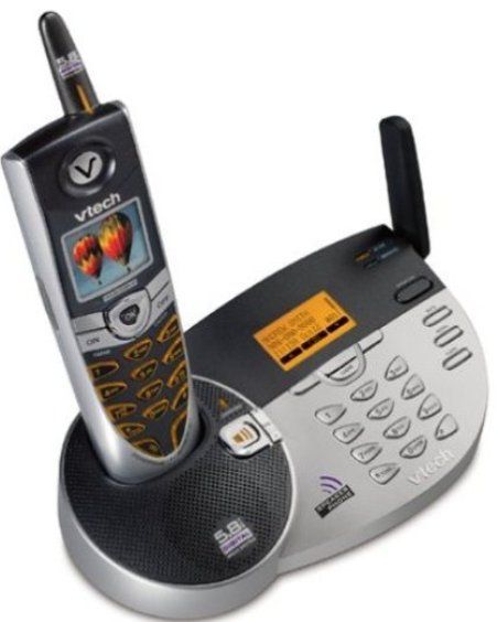 VTech VTI5857 DSS Expandable 5.8 GHz Cordless Phone System with Full Color Screen and Dual Display Caller ID, 5.8 GHz digital spread spectrum signal; expandable to 8 handsets, Color LCD handset with built-in and downloadable images (VTI5857   VTI-5857  I5857   I-5857) 