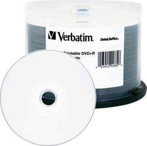 Verbatim 94889 DataLifePlus DVD+R Media, 120mm Form Factor, Single Layer, 8X Maximum Write Speed, DVD+R Media Formats, Thermal Print Technology, Hub Printable, DataLife Plus Product Line, 4.7GB Storage Capacity, White Thermal Surface, DVD+R Media, 50 Pack Quantity, UPC 023942948896 (94889 VERBATIM94889 VERBATIM-94889 VERBATIM 94889)