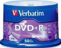 Verbatim 95037 DVD+R Media, 120mm Form Factor, Single Layer, 16X Maximum Write Speed, DVD+R Media Formats, 4.7GB Storage Capacity, DVD+R Media Type, 50 Pack Quantity, UPC 023942950370 (95037 VERBATIM95037 VERBATIM-95037 VERBATIM 95037) 
