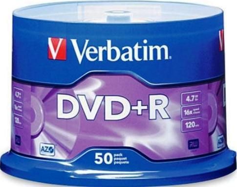 Verbatim 95037 DVD+R Media, 120mm Form Factor, Single Layer, 16X Maximum Write Speed, DVD+R Media Formats, 4.7GB Storage Capacity, DVD+R Media Type, 50 Pack Quantity, UPC 023942950370 (95037 VERBATIM95037 VERBATIM-95037 VERBATIM 95037)