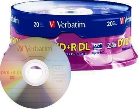 Verbatim 95310 Branded DVD+R DL Media, 10mm Form Factor, Double Layer , 2.4X Maximum Write Speed, DVD+R DL Media Formats, 8.5GB Storage Capacity, Logo on Top Surface, DVD+R Media, 20 Pack Quantity, UPC 023942953104 (95310 VERBATIM95310 VERBATIM-95310 VERBATIM 95310)