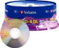 Verbatim 95484 Branded DVD+R Double Layer Media, 120mm Form Factor, Double Layer, 8X Maximum Write Speed, DVD+R DL Media Formats, 8.5GB Storage Capacity, Shiny Silver Surface, DVD+R Media Type, 15 Pack Quantity, UPC 023942954842 (95484 VERBATIM95484 VERBATIM-95484 VERBATIM 95484) 