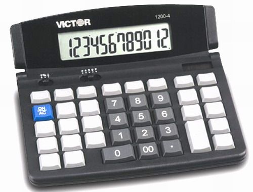 Victor 1200-4 Portable Desktop Calculator, 12-Digit LCD Display, 6 Decimal Settings, Battery - Solar Powered, Angled Adjustable Display12-Digit (Victor12004 Victor-12004 Victor1200-4 Victor-1200-4)