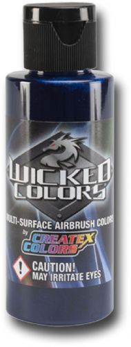 Wicked Colors W008-02 Airbrush Paint 2oz Deep Blue, This multi-surface airbrush paint is suitable for any substrate from fabric and canvas to automotive applications, Incorporating mild solvents and exterior grade resins Wicked yields an extremely durable finish with optimum light and color fastness, UPC 717893200089, (WICKEDCOLORSW00802 WICKEDCOLORS WICKED COLORS W00802 W008 02  W 008 WICKED-COLORS W008-02  W-008)