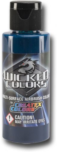 Wicked Colors W058-02 Airbrush Paint 2oz Detail Blue Green, This multi-surface airbrush paint is suitable for any substrate from fabric and canvas to automotive applications, Incorporating mild solvents and exterior grade resins Wicked yields an extremely durable finish with optimum light and color fastness, UPC 717893200584, (WICKEDCOLORSW05802 WICKEDCOLORS WICKED COLORS W05802 W058 02  W 058 WICKED-COLORS W058-02  W-058)