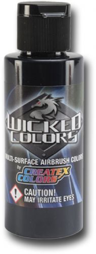 Wicked Colors W072-02 Airbrush Paint 2oz Detail Smoke Black, This multi-surface airbrush paint is suitable for any substrate from fabric and canvas to automotive applications, Incorporating mild solvents and exterior grade resins Wicked yields an extremely durable finish with optimum light and color fastness, UPC 717893200720, (WICKEDCOLORSW07202 WICKEDCOLORS WICKED COLORS W07202 W072 02  W 072 WICKED-COLORS W072-02  W-072)