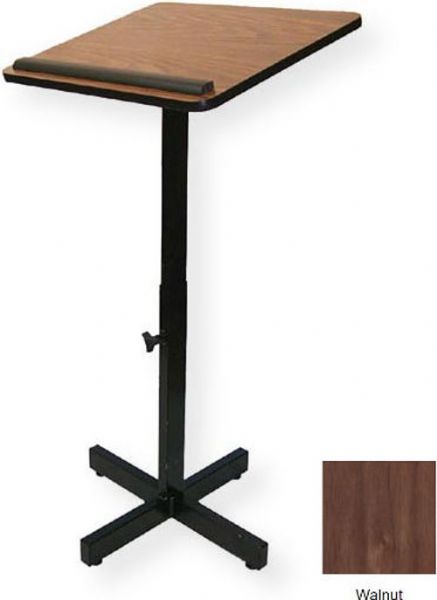 Amplivox W330 Xpediter Adjustable Lectern Stand, Walnut; No tool assembly; 16