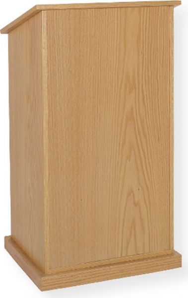 Amplivox W470 Chancellor Lectern, Oak; Made of solid, high quality wood veneer; Moves effortlessly on 4 hidden casters; 2 large adjustable shelves; Solid Wood Veneer; Optional locking door S1310 (not included); Product Dimensions 45