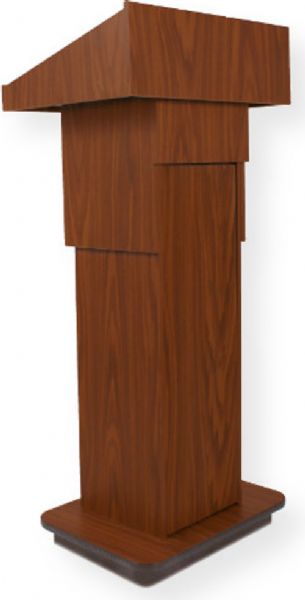 Amplivox W505A Executive Adjustable Column Non-sound Lectern, Mahogany; Height adjusts from 38