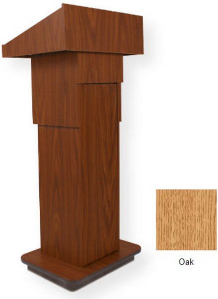 Amplivox W505A Executive Adjustable Column Non-sound Lectern, Oak; Height adjusts from 38