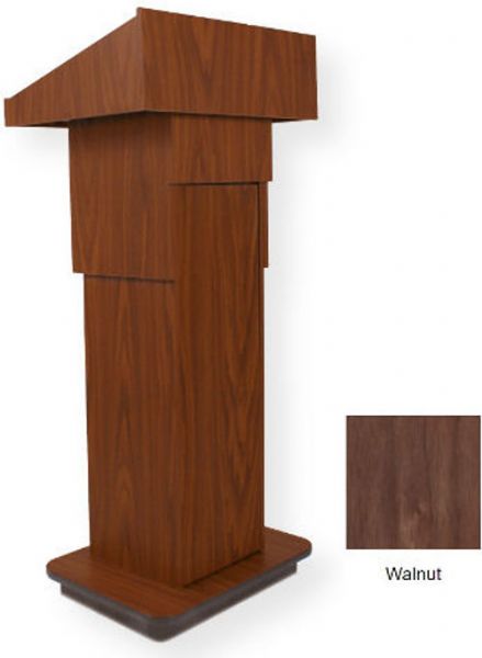 Amplivox W505A Executive Adjustable Column Non-sound Lectern, Walnut; Height adjusts from 38