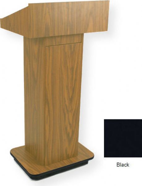 Amplivox W505 Executive Non-sound Column Lectern, Black; Moves effortlessly on 4 hidden casters (2 locking); Melamine laminate finish; Product Dimensions 47