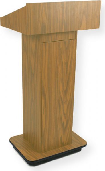 Amplivox W505 Executive Non-sound Column Lectern, Oak; Moves effortlessly on 4 hidden casters (2 locking); Melamine laminate finish; Product Dimensions 47