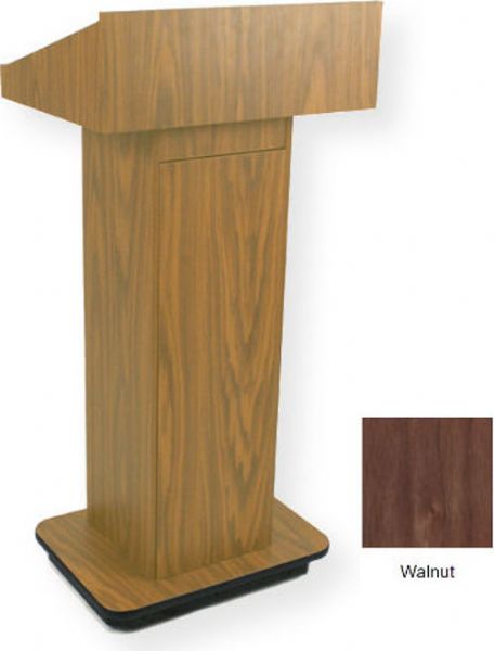 Amplivox W505 Executive Non-sound Column Lectern, Walnut; Moves effortlessly on 4 hidden casters (2 locking); Melamine laminate finish; Product Dimensions 47
