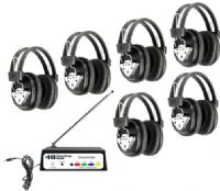 HamiltonBuhl W906-MULTI Wireless Listening Center; Includes (1) W900-Multi Wireless Transmitter and (6) W901-MULTI Multi Channeled Wireless Headphones; Range +/- 300 feet; 4 switchable FM frequencies; Dedicated FM channels; Color-coded frequency switches; AC cord for use with transmitter and headphone charging; UPC 681181510481 (HAMILTONBUHLW906MULTI W906MULTI W906 MULTI) 