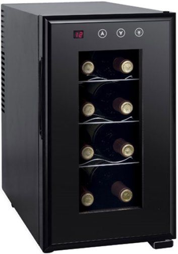 Sunpentown WC-0888H Thermo-electric Slim Wine Cooler with Heating (8-bottles), Black, ThermoElectric cooling system, 8 standard bottles/23L capacity, Digital controls with LED temperature display, Environment friendly (refrigerant free), Quiet operation, No vibration (bottle sediment is not disturbed), 3 slide-out shelves, Noise level 30.8 dB, UPC 876840005631 (WC0888H WC 0888H WC-0888)