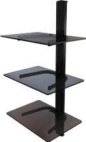 Crimson WA3 Single Shelf Wall System, 1.18" - 30mm Depth from wall, 8" Height adjustment for each shelf, 6mm tempered smoked Construction, 50lb - 23kg per shelf, 30lb - 14kg drywall per shelf Weight capacity, Continuous height adjustment, Black smoked tempered glass, Integrated cable management for clean look, Mounts to a single stud, concrete or other structural surface (WA3 WA-3 WA3) 