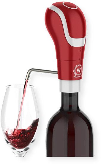 Waerator WAA01RD Instant 1 Button Aeration Decanter Electric Wine Aerator; Red; Simple 1-Button Aeration, Aerate and oxidize with one button to soften tannins and enrich your wine for luxurious taste; Essential For Wine Lovers, Pair with red wines, select white wines, & fresh/aged wines to create fireworks of flavor; No Spills or Sediment, UPC 856594006658 (WAA01RD WAA01-RD WAA01RDBUTTON WAA01RD-BUTTON WAA01RDWAERATOR WAA01RD-WAERATOR) 