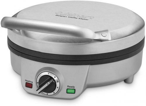 Cuisinart WAF-200 4-Slice Belgian Waffle Maker, Nonstick coated baking plates, Bakes one 4 Belgian waffles, Six-setting browning control, Ready to Bake/Ready to Eat indicator lights, Audible alert, Brushed stainless steel top cover, Weight 5.40 lbs pounds, Dimensions 9.25