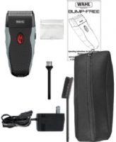 Wahl 7339 Bump-Free Rechargeable Shaver; Bump Prevent Technology; Built-in pop-up trimmer for edging, detailing and touching up necklines; Hypoallergenic Titanium foils reduce irritation to prevent bumping up; Up to 60 minutes of run time; Includes: 1 foil head, charger, foil guard, beard brush, english/spanish instructions and storage/travel pouch; UPC 043917733906 (WAHL7339 WAHL-7339) 