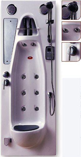 Wasauna WAS-MR726 Full Body Shower Panel with Steam, Steam generator, Shower seat, Timed auto cut-off for steam supply and thermostatic function, Acupuncture jets, Three-way hand shower, Hands free telephone, 220V/15amp (WASMR726 WAS MR726 WS-MR726 WSMR726 WASMR-726 WSMR-726)
