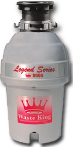 Waste King 8000 Legend Series 1 HP Garbage Disposer, High-speed 2800 RPM permanent magnet motor produces more power per pound, Stainless steel grinding components, Fast and Easy mount system provides a no hassle installation, Power cord included, Removable splash guard is included, UPC 029122780003 (WASTEKING8000 WASTEKING-8000 L-8000 L 8000 L8000)