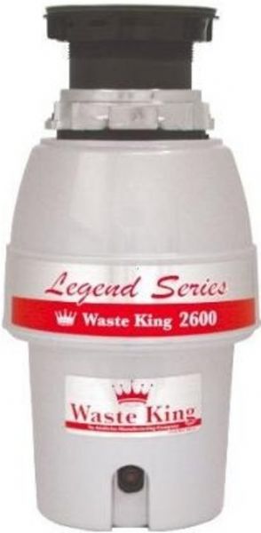Waste King 2600 Legend Series 1/2 HP Garbage Disposer, High-speed 2600 RPM permanent magnet motor produces more power per pound, Stainless steel grinding components, Fast and Easy mount system provides a no hassle installation, Power cord included, Removable splash guard is included, UPC 029122726001 (WASTEKING2600 WASTEKING-2600 WASTEKING 2600 L-2600 L2600 L 2600)