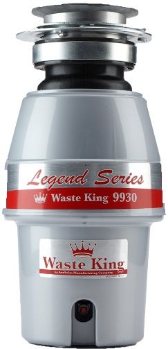 Waste King 9930 Legend Series 1/2 Horsepower Disposer, High speed 2600 RPM Permanent Magnet Motor Produces More Power per Pound, Professional 3-Bolt Mount System, 115 Voltage, 60 Hz, 4.5 Current-Amps, Permanent Magnet Motor, Positive Seal Stopper, Stainless Steel & Celcon Sink Flange, ABS Waste Elbow, UPC 029122099303 (WASTEKING9930 WASTEKING-9930)