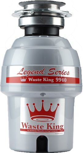 Waste King 9940 Legend Series 3/4 Horsepower Disposer, High speed 2700 RPM Permanent Magnet Motor Produces More Power per Pound, Professional 3-Bolt Mount System, 115 Voltage, 60 Hz, 4.5 Current-Amps, Permanent Magnet Motor, Positive Seal Stopper, Stainless Steel & Celcon Sink Flange, ABS Waste Elbow, UPC 029122099402 (WASTEKING9940 WASTEKING-9940)