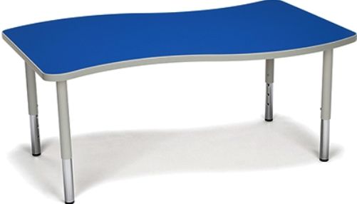 OFM WAVE-L-SL-BLU Adapt series Wave Table, Weight Capacity 200 lbs, Sturdy and stable stainless-steel legs, Table adaptable to any height, Height adjustment of 18