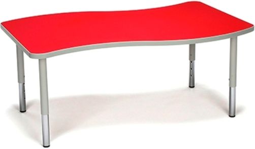 OFM WAVE-L-SL-RED Adapt series Wave Table, Weight Capacity 200 lbs, Sturdy and stable stainless-steel legs, Table adaptable to any height, Height adjustment of 18