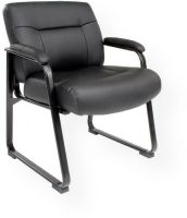 Interion 238530 Big and Tall Waiting Room Chair, Black; High Back; Contoured Bonded Leather Upholstered Arm Chairs; Sturdy Heavy Duty Metal Frame; Bonded Leather Seat, Back And Arm Pads; 4.5" Thick Seat and Back Cushions; 350 lb Weight Capacity; Dimensions 28" x 34.75" x 20"; Weight 36.5 lb (INTERION238530 INTERION-238530 WB238530 WB-238530 238530) 