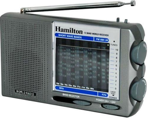 Hamilton Buhl WBR12 World Band Radio AM/FM, 3.5 mm Headphone Jack, OX/Local Switch, Lightweight Stereo Earphones, AM/FM/LW/SW1‐9 12 World Bands Receiver, Built-in 3V DC Jack (Cord not included), Sensitive AM/FM Tuner, 2 Way Power with AC/DC Operations, Built-in Wide Range Speaker, Built-in Telescopic FM Antenna, UPC 681181620333 (WBR-12 WBR 12 WB-R12)