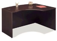Bush WC12922 Right L Bow Desk, Mocha Cherry, Performance-enhanced laminate top surface, Desktop & modesty panel grommets for wire access, Accepts Keyboard Shelf (sold separately), Durable melamine surface, resists scratches and stains, Durable PVC edge banding, 155 lbs. Weight (WC 12922 WC-12922 WC1292 WC129 WC12922)  