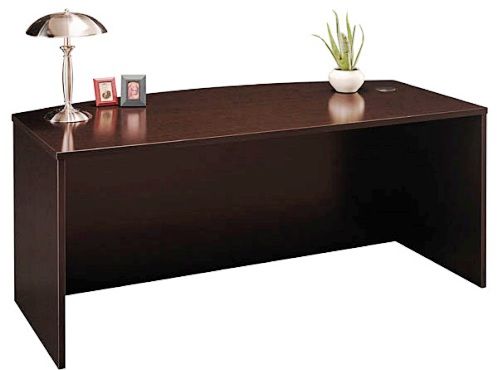 Bush WC12946 Bow Front Desk, Mocha Cherry, Accommodates two Three-Drawer Pedestals, Accepts right or left return and Keyboard Shelf or Utility Drawer, Durable PVC edge banding protects desk from bumps and collisions, Durable melamine surface resists scratches and stains (WC 12946 WC-12946 WC 12946 WC1294 WC129)