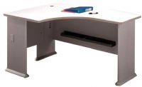 Bush WC14533 Left L Bow Desk, Pewter, Molded ABS feet with steel insert, Adjustable levelers, Accepts Keyboard Shelf (WC-14533 WC 14533 WC1453 WC145) 