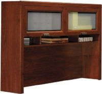 Bush WC21431-03 Tuxedo Hansen Cherry Hutch for L-Desk, Attaches on left or right side of desk, Large concealed storage areas behind wood frame doors with frosted glass inserts, Doors open vertically on durable hinge mechanisms that can hold the door in the open position, Replaced WC21431 (WC21431 03 WC2143103 WC 21431 WC-21431 WC21431) 