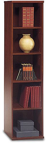 Bush WC24412 Open Single Bookcase, Corsa Series-Dark Cherry Collection, Hansen Cherry Finish, Two fixed shelves for stability, Three adjustable shelves for flexibility, Matches 71