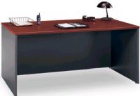 Bush WC24442 Desk Shell, Corsa Series C, 66 inches, Hanson Cherry & Graphite, Performance-enhanced laminate top surface, Grommets in desktop allow wire access and concealment, Leveling glides adjust for uneven floors (WC 24442   WC-24442) 