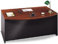 Bush WC24446 Bow Front Desk, Corsa Series-Dark Cherry Collection, Hansen Cherry Finish, Desktop & modesty panel grommets for wire access, Performance enhanced laminate top surface resists scratches and stains, Durable PVC edge banding protects desk from bumps and collisions (WC 24446 WC-24446 24446)  