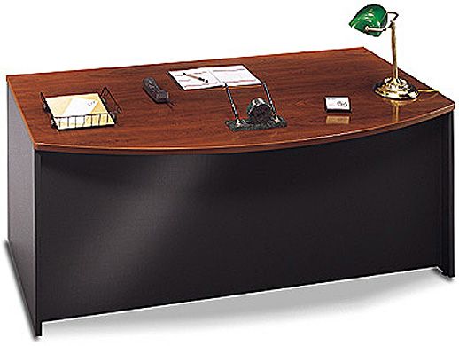 Bush WC24446 Bow Front Desk, Corsa Series-Dark Cherry Collection, Hansen Cherry Finish, Desktop & modesty panel grommets for wire access, Performance enhanced laminate top surface resists scratches and stains, Durable PVC edge banding protects desk from bumps and collisions (WC 24446 WC-24446 24446) 