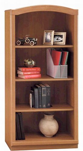 Bush WC31565; Four-Shelf Bookcase Golden Walnut Hallmark II Collection, Decorative top, bottom and side rails (WC-31565 WC 31565 WC3156 WC315)