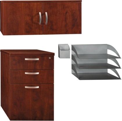 Bush WC36490-03 Office in an Hour Storage/Accessory Kit, Includes 3-Drawer File, Hutch, Paper/Pencil Storage, Kit can be purchased with the desk and panels, or as a separate package, File and Hutch are fully assembled and have durable melamine surfaces, Lockable file holds letter- and legal-size files (WC36490 03 WC3649003 WC36490)
