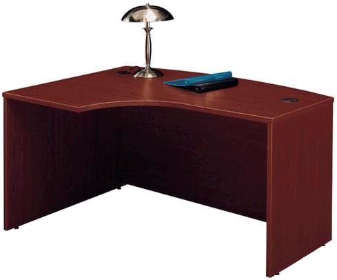 Bush WC36733Left L Bow Desk, Mahogany, Durable melamine surface, Durable PVC edge banding protects desk from bumps and collisions, Dimensions 58 7/8