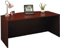 Bush WC36746 Bow Front Desk, Mahogany, Accommodates two 3-Drawer, 2-Drawer, or 3/4 Pedestals (WC 36746, WC-36746, WC3674, WC367) 
