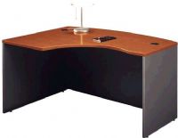 Bush WC48533 Left L Bow Desk, Accepts Left Return, Auburn Maple, Accepts Universal or Articulating Keyboard Shelf, keyboarding, and affords greater computer screen privacy, Desktop & modesty panel grommets for wire access and concealment, Durable PVC edge banding protects desk from bumps and collisions (WC 48533  WC-48533 WC4853 WC485)  