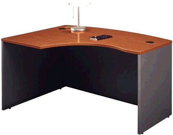 Bush WC48533 Left L Bow Desk, Accepts Left Return, Auburn Maple, Accepts Universal or Articulating Keyboard Shelf, keyboarding, and affords greater computer screen privacy, Desktop & modesty panel grommets for wire access and concealment, Durable PVC edge banding protects desk from bumps and collisions (WC 48533  WC-48533 WC4853 WC485) 