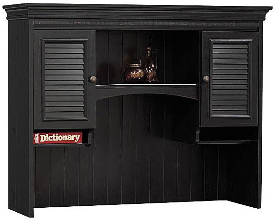 Bush WC53919 Hutch for WC53918, Stanford Collection, Finished In Antique Black, Extra shelf storage keeps desk uncluttered, Center shelf is large enough to accommodate binders (WC53919 WC 53919 WC-53919 WC5391)