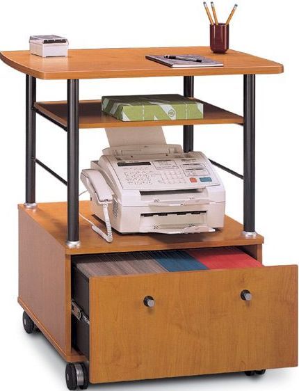 Bush WC55480 Reference Table, Mobiletech Collection, Natural Cherry/Black Finish, Lateral file drawer for letter- or legal-size files, Adjustable shelf for storage flexibility  (WC 55480    WC-55480   55480)